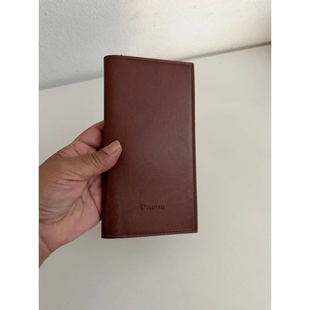 Vintage Canon Checkbook Junior Money Manager Calculator Brown Wallet Manual